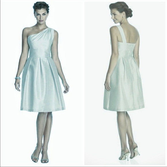 ALFRED SUNG Fit flare pleated one shoulder dress - Picture 4 of 8